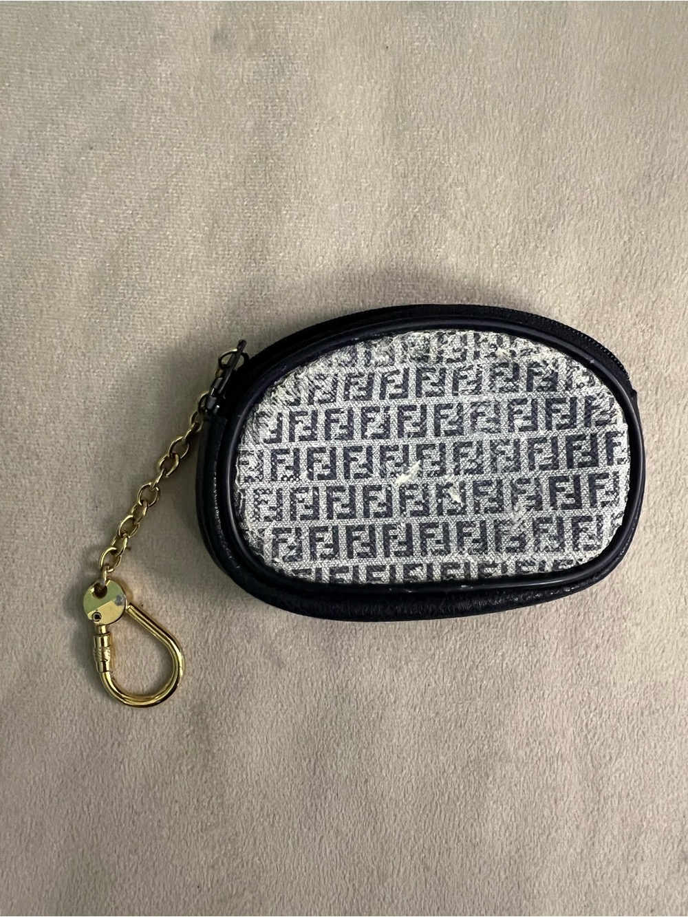 ✨ Fendi Vintage Zucca FF Monogram Coin Purse Keychain Zip Pouch